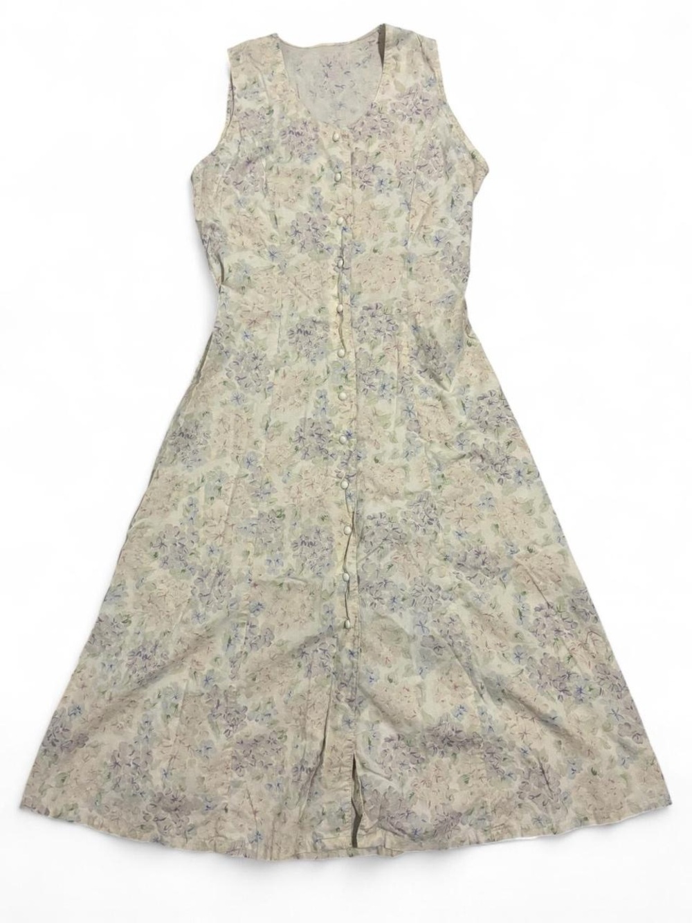 Vintage Cotton Floral Maxi Dress, Size Small, Cottagecore, 90s